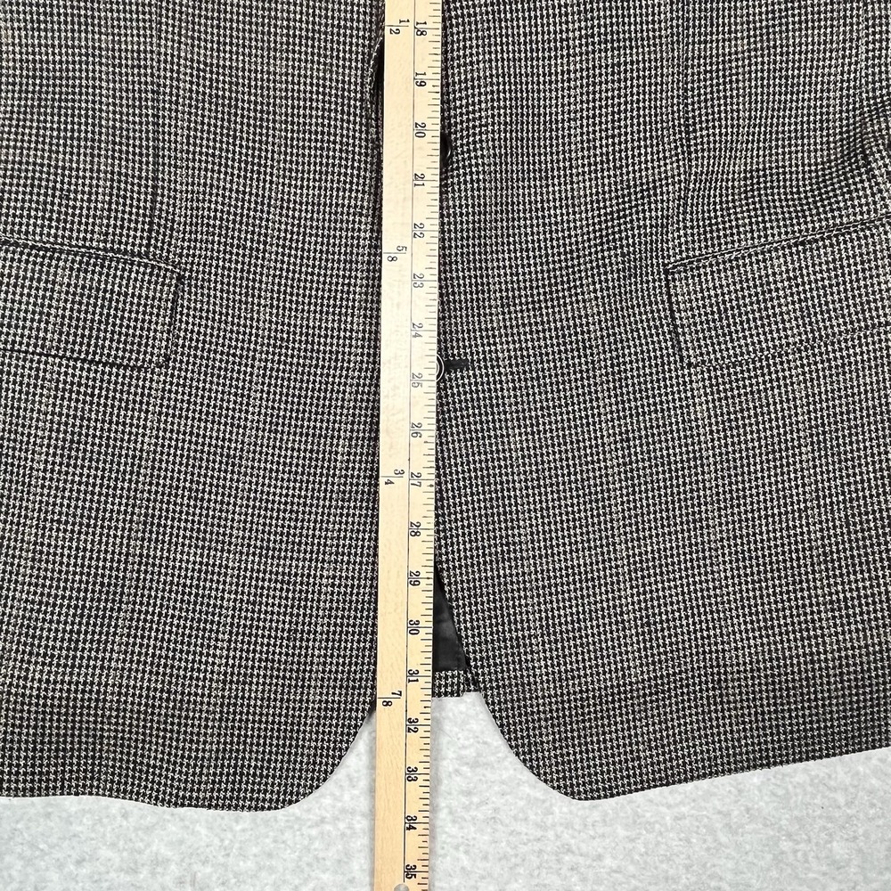 Jos A Bank Men's 44R‎ Blazer Sport Coat Black Gray Houndstooth Check Silk Wool - Picture 12 of 13